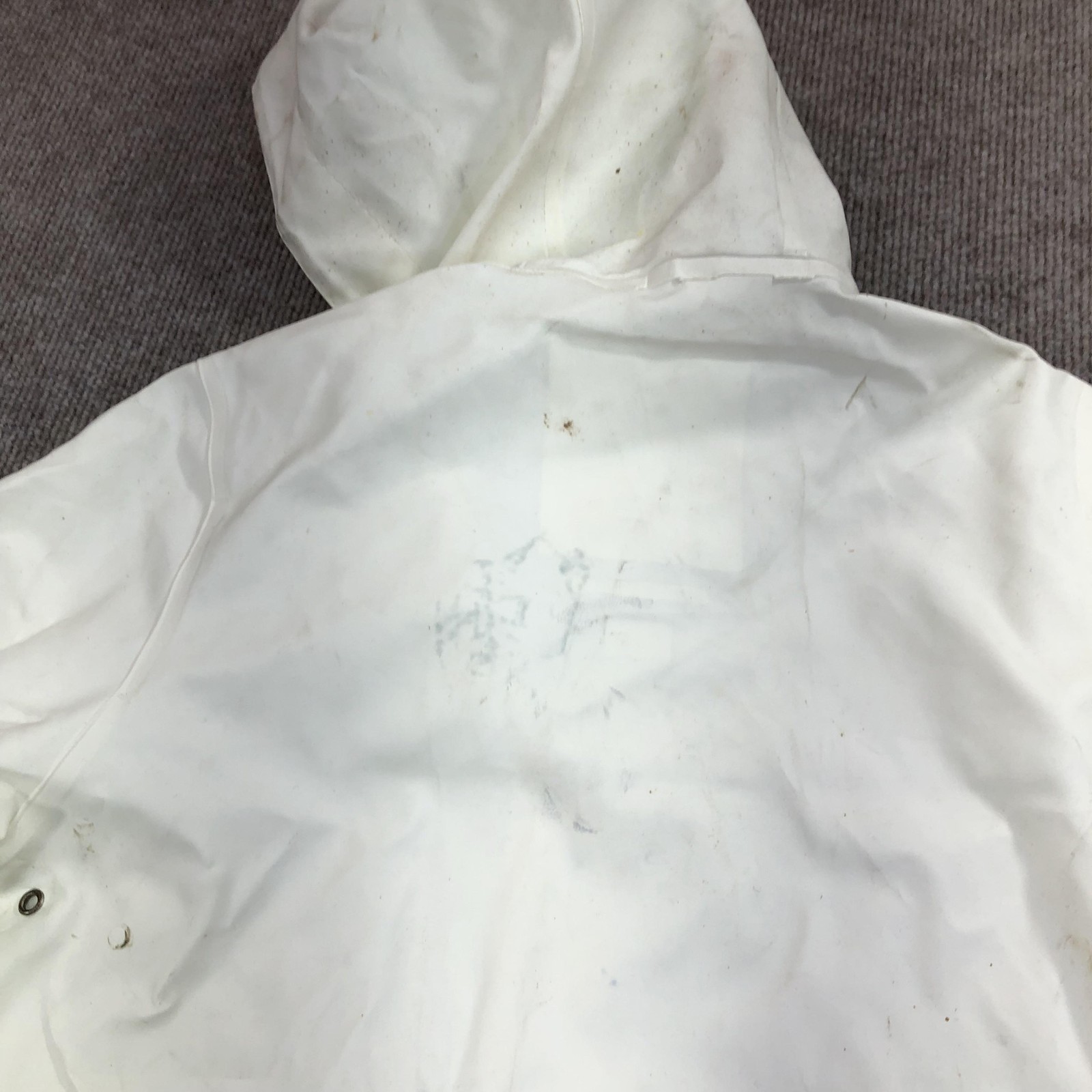 Stutterheim Mosebacke Rain Coat Womens M White Hooded Rubberized Waterproof
