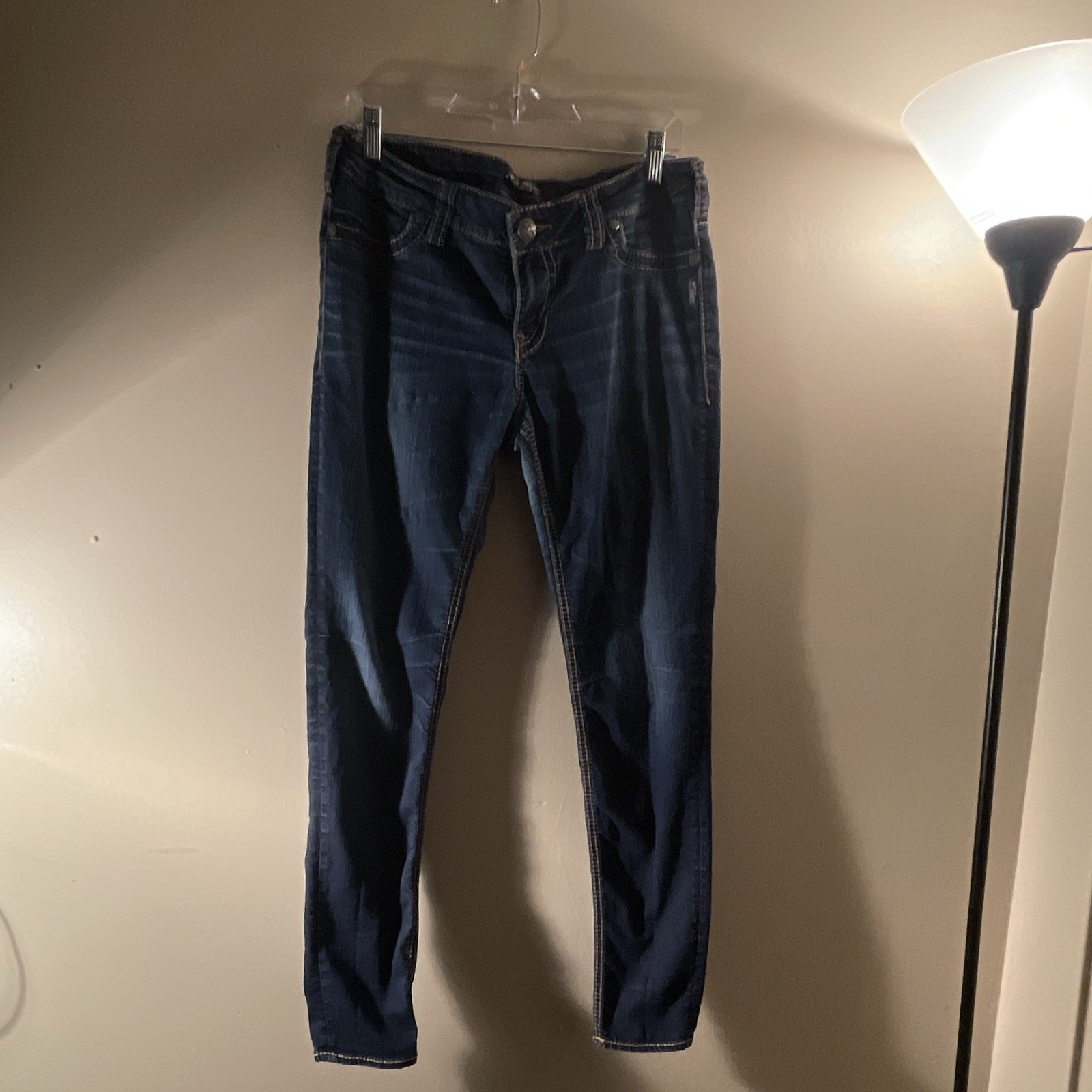 Silver Jeans Men’s Suki Mid Rise Super Skinny Dark Wash Blue Denim Jeans 31×31