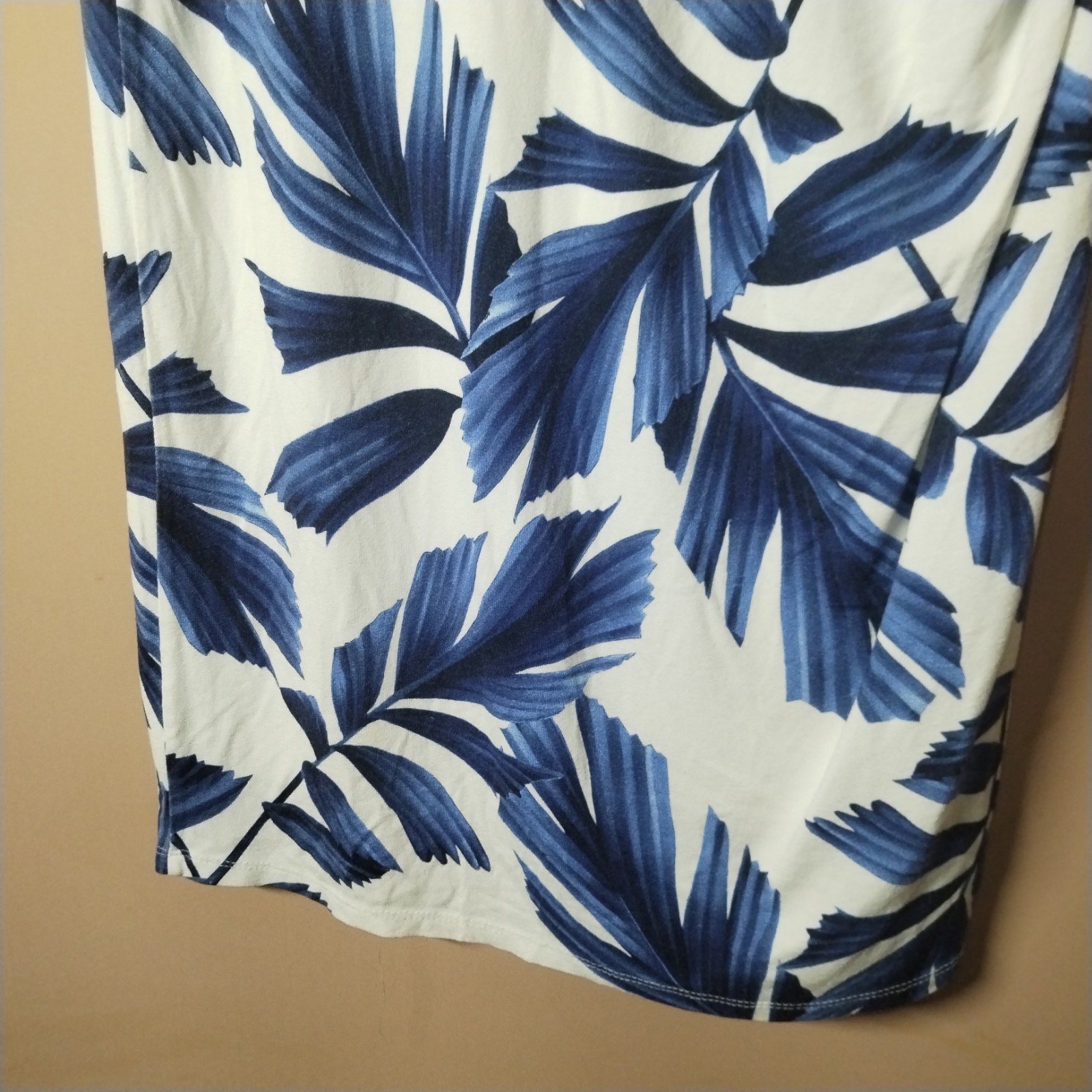 Phase Eight Dress Size 16 White Navy Eloise Palm Print Shift Bodice Layer Ruched