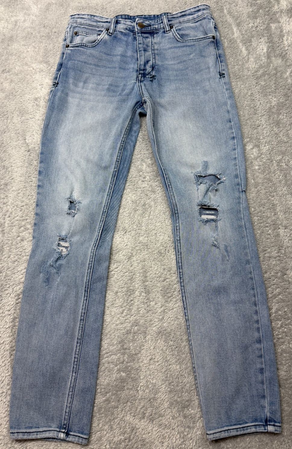 Ksubi Chitch Jeans 32×29.5 Philly Blue Distressed Skinny Stretch Button Fly