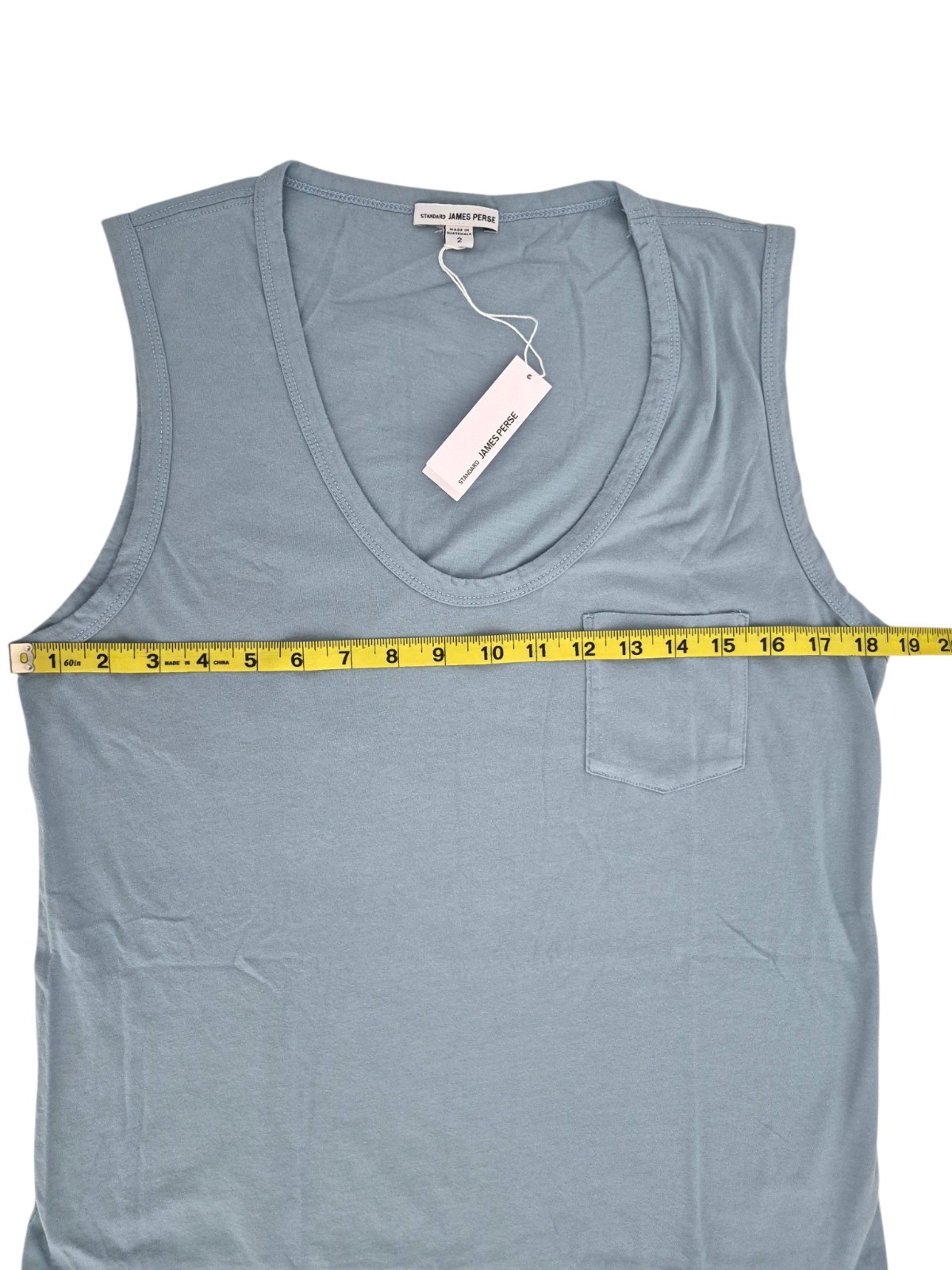 New James Perse Women’s Deep U- Neck Cotton Tank Top in Azure Size 2 Medium $95