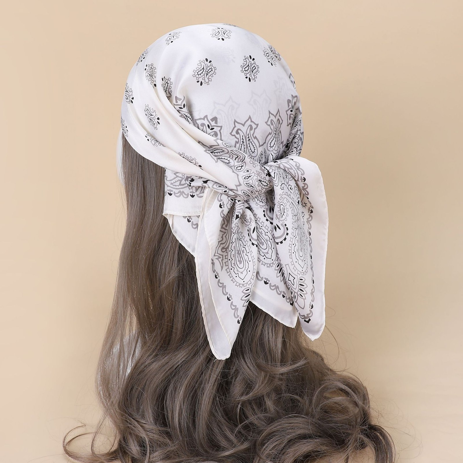 Paisley Print Handkerchief Silk Satin Hijab Scarf For Women Bandana Head Hair