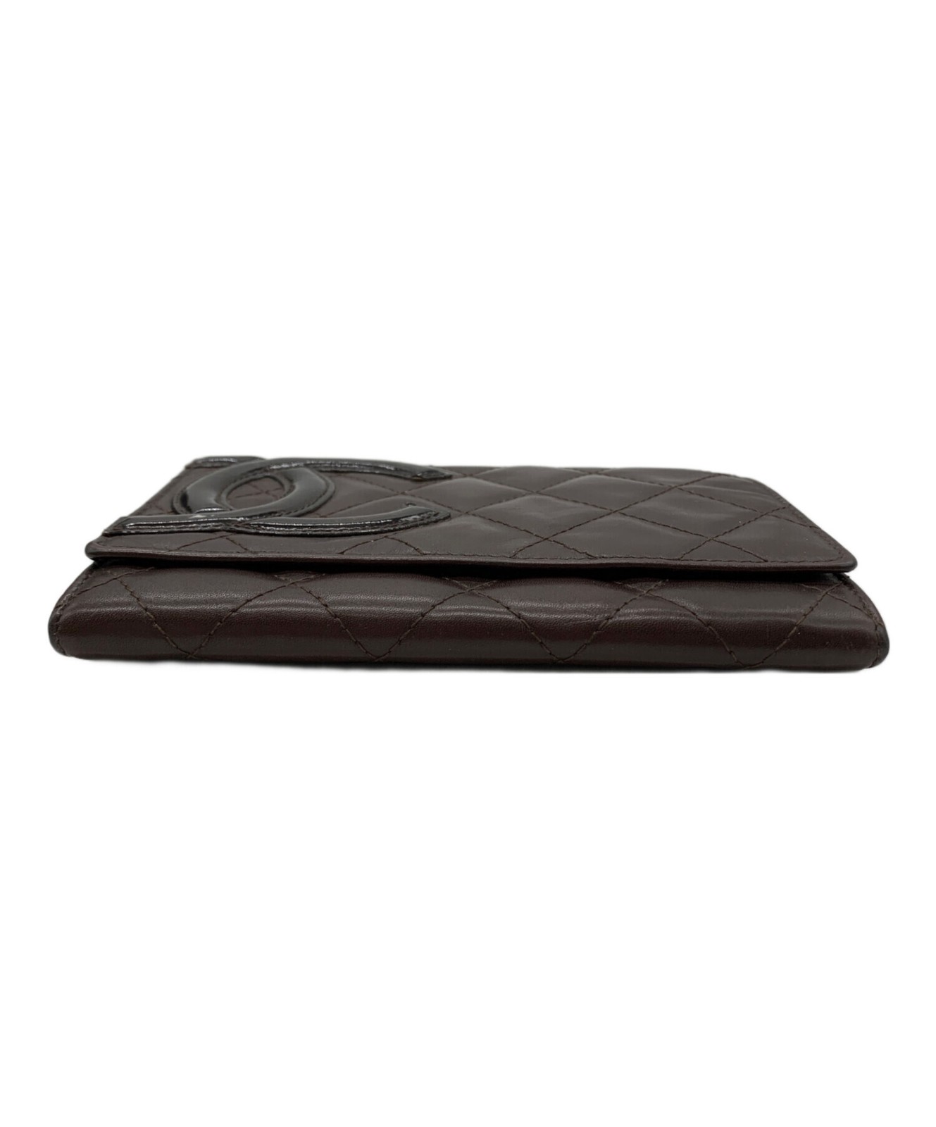 CHANEL Brown Quilted Bi fold Wallet Card Slots Coin Pocket Auth