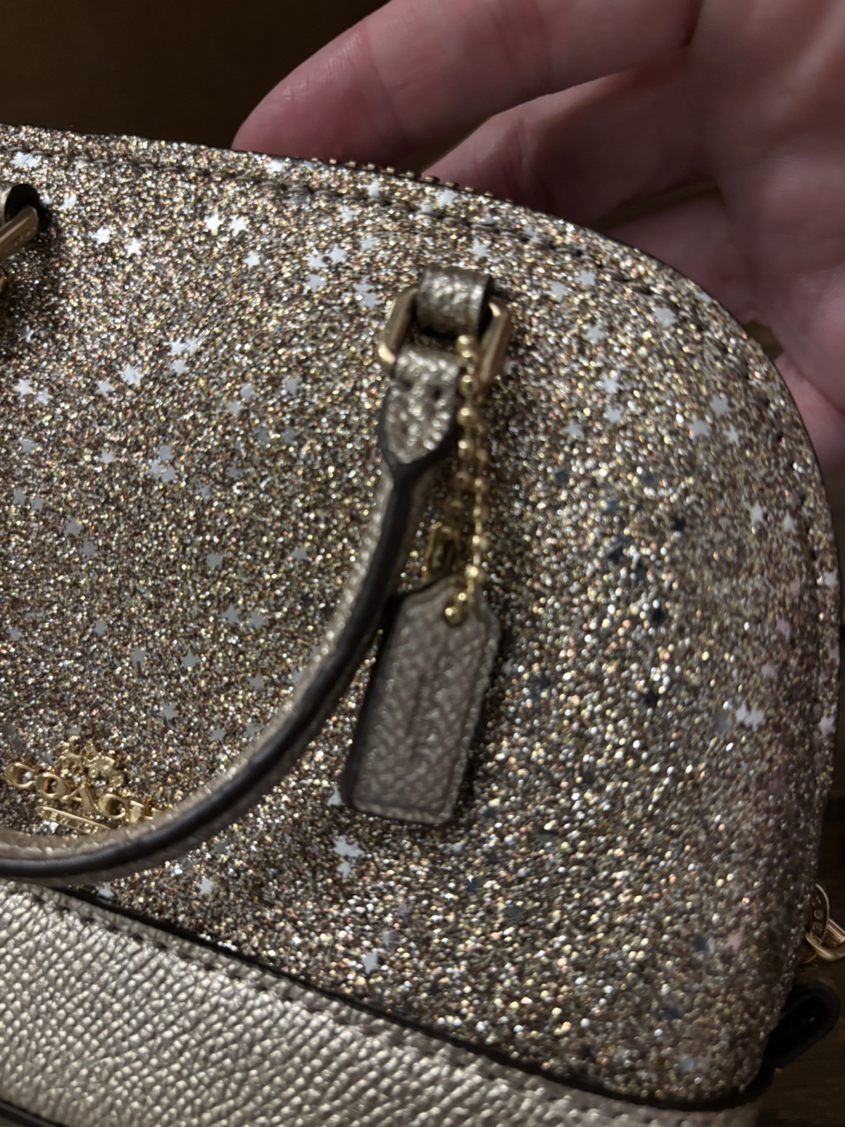 NWT COACH MICRO MINI SIERRA SATCHEL WITH STAR GLITTER F22891 CHAMPAGNE GOLD $225
