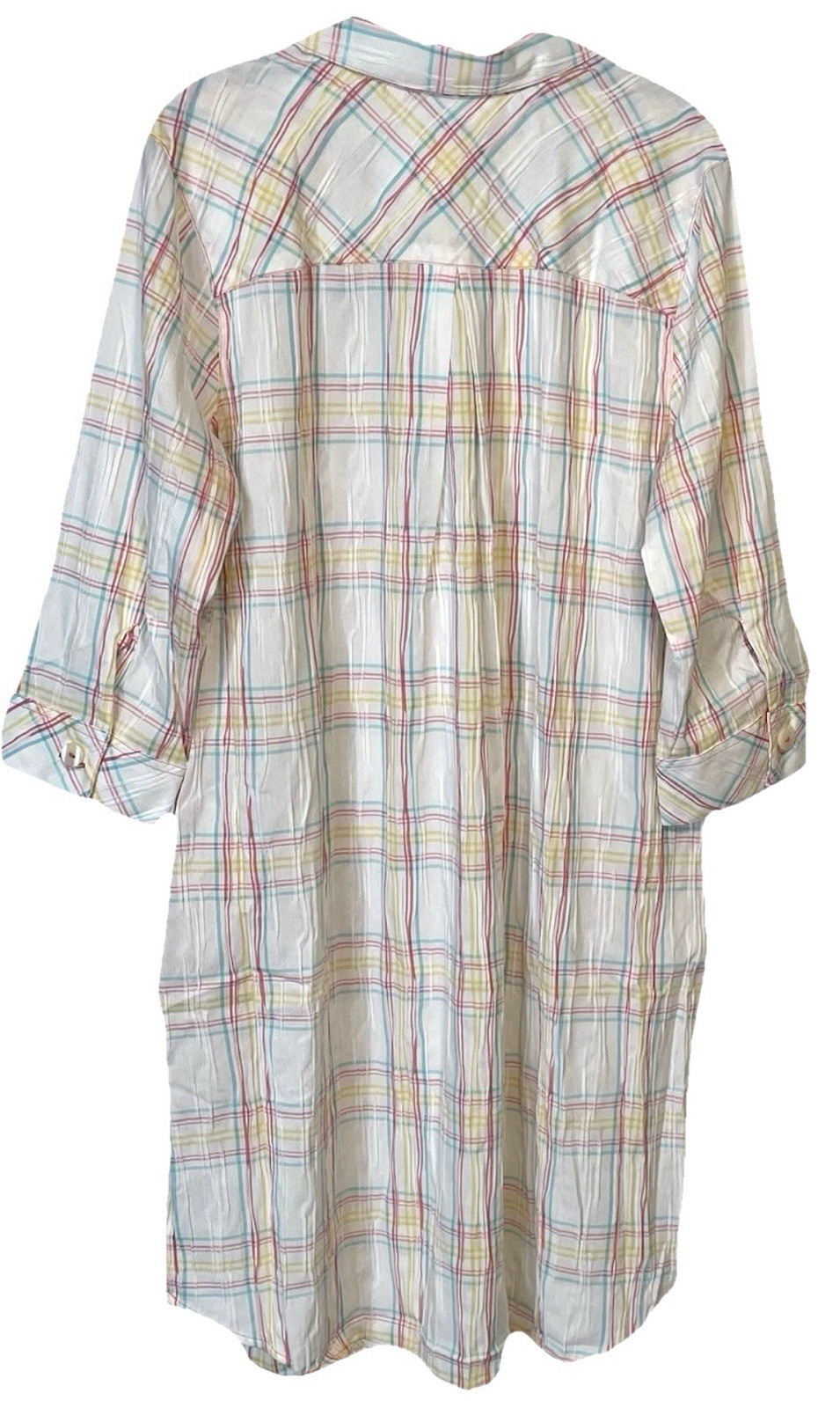 Foxcroft NYC Delaney Crinkle Plaid Dress Plus Size 14W NEW Pastel Summer Pockets