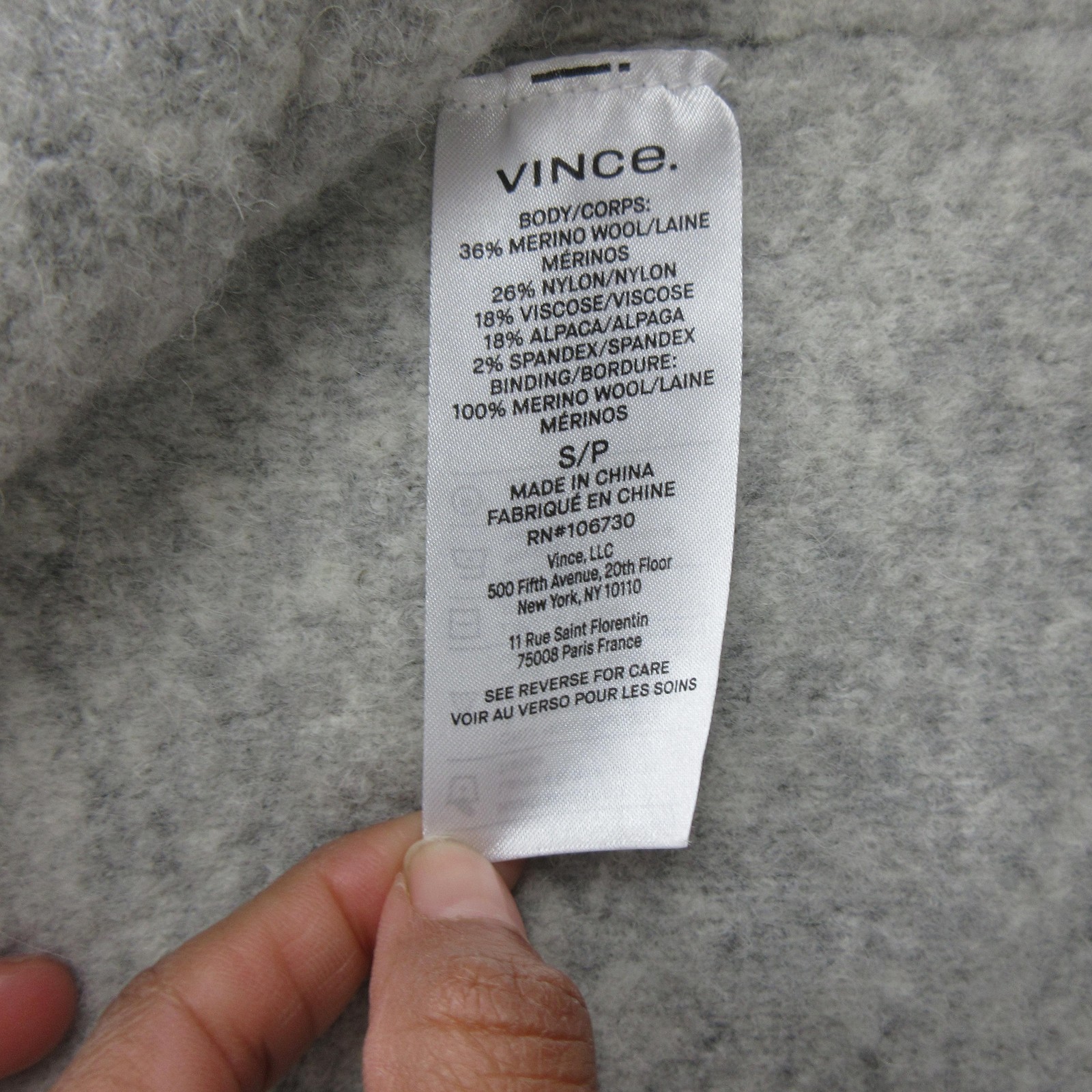 Vince Coatigan Womens Small Gray Merino Wool Alpaca Knit Open Front Pockets