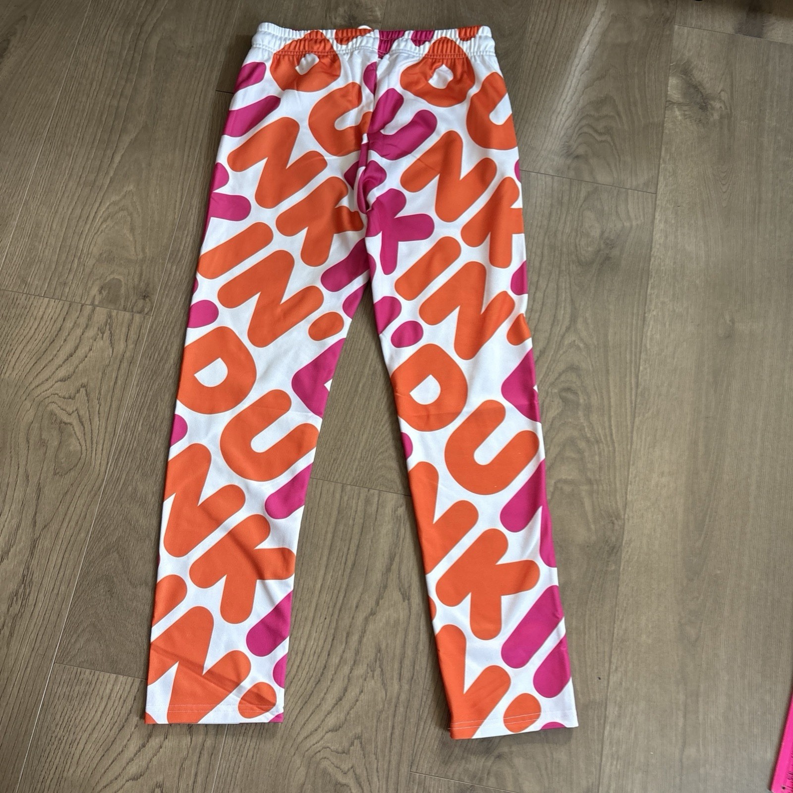 Dunkin Donuts Logo Pajama Lounge Pants Pink Orange Drawstring Y2K Unisex