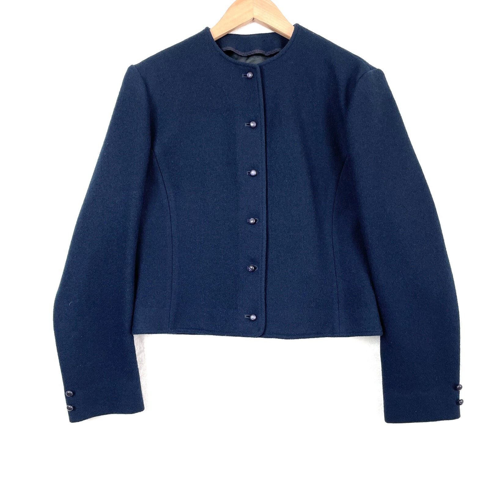 Vintage Pendleton USA Virgin Wool Cropped Academia Blazer Jacket Womens 10 Blue