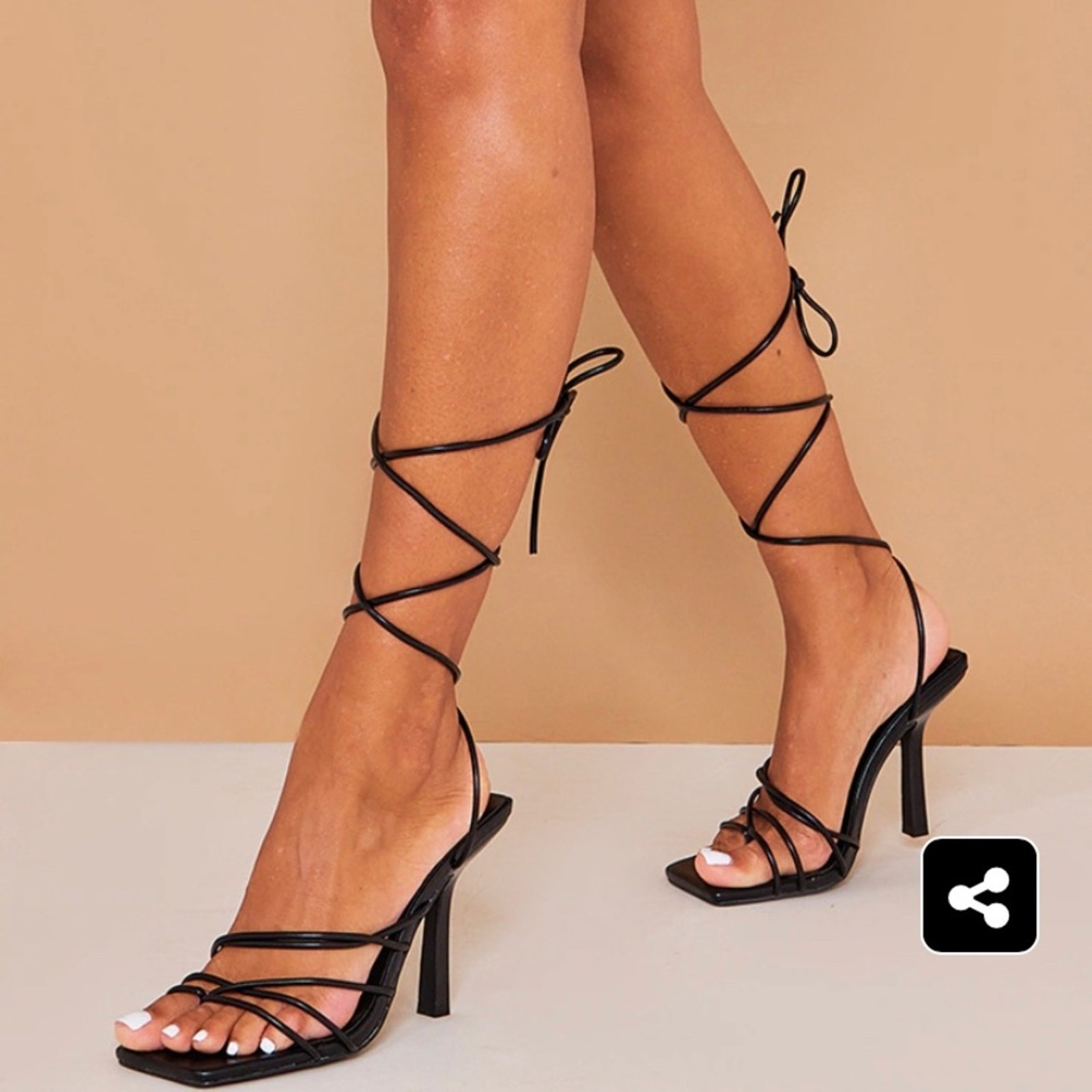 Good American Cage Slanted Neoprene Slanted Sandals/Lace Up