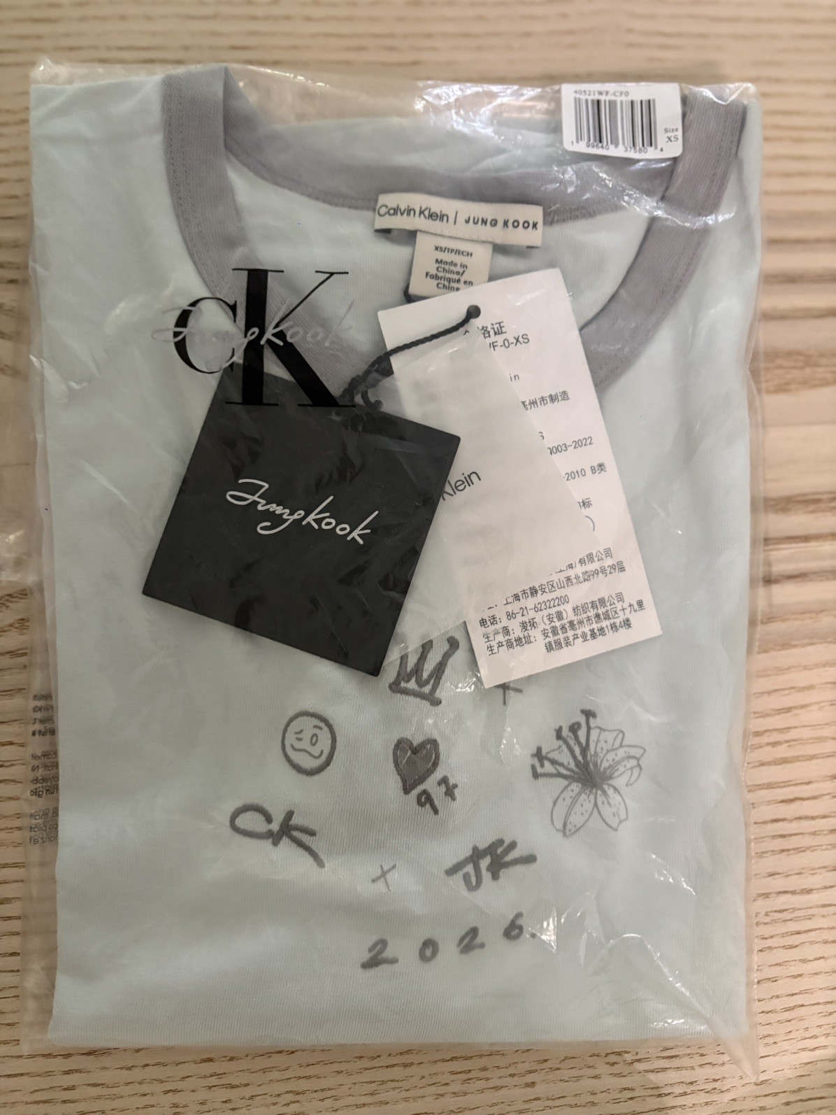 Jungkook Calvin Klein CKJK (Size XS) Icons Graphic Ringer Baby Tee BTS