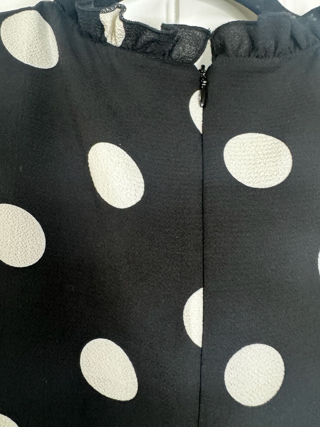 Amelia Black and White Polka Dot Sleeveless Ruffle Midi Dress Size 4