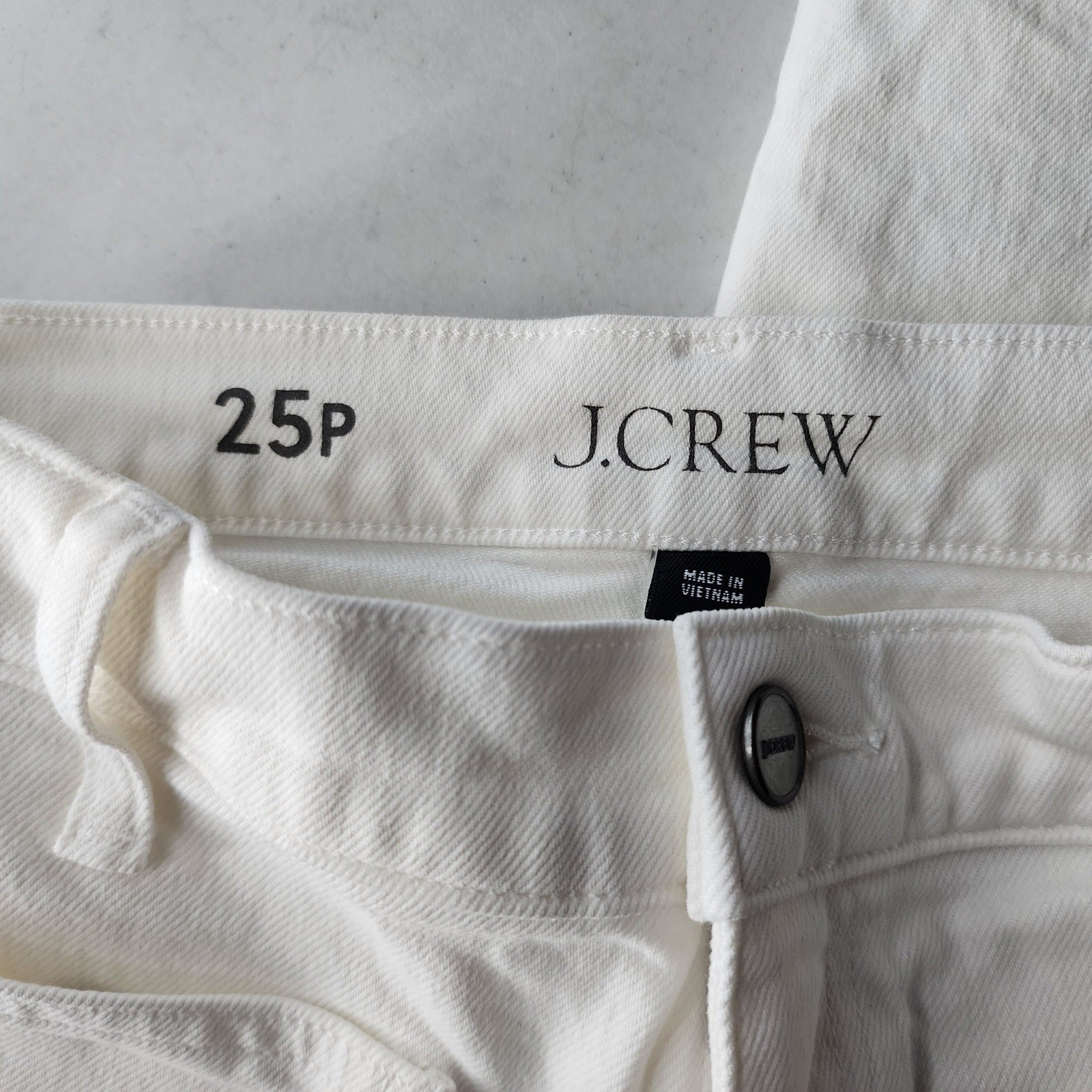 J.Crew Jeans Womens Size 25 Petite White Wide Leg Denim Trouser Patch Pocket 25P