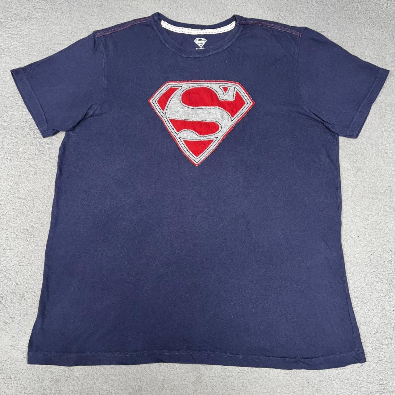 VTG DC Comics Superman T Shirt Men’s Size L Blue S Stitched Shield Logo Y2k Tee