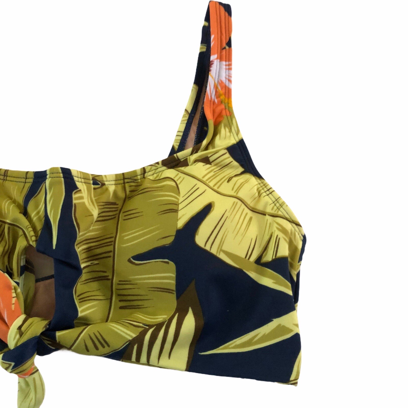NWT Beach Betty Miracle Brands Small Swim Navy Bikini Tie Top Green Orange #MQ14