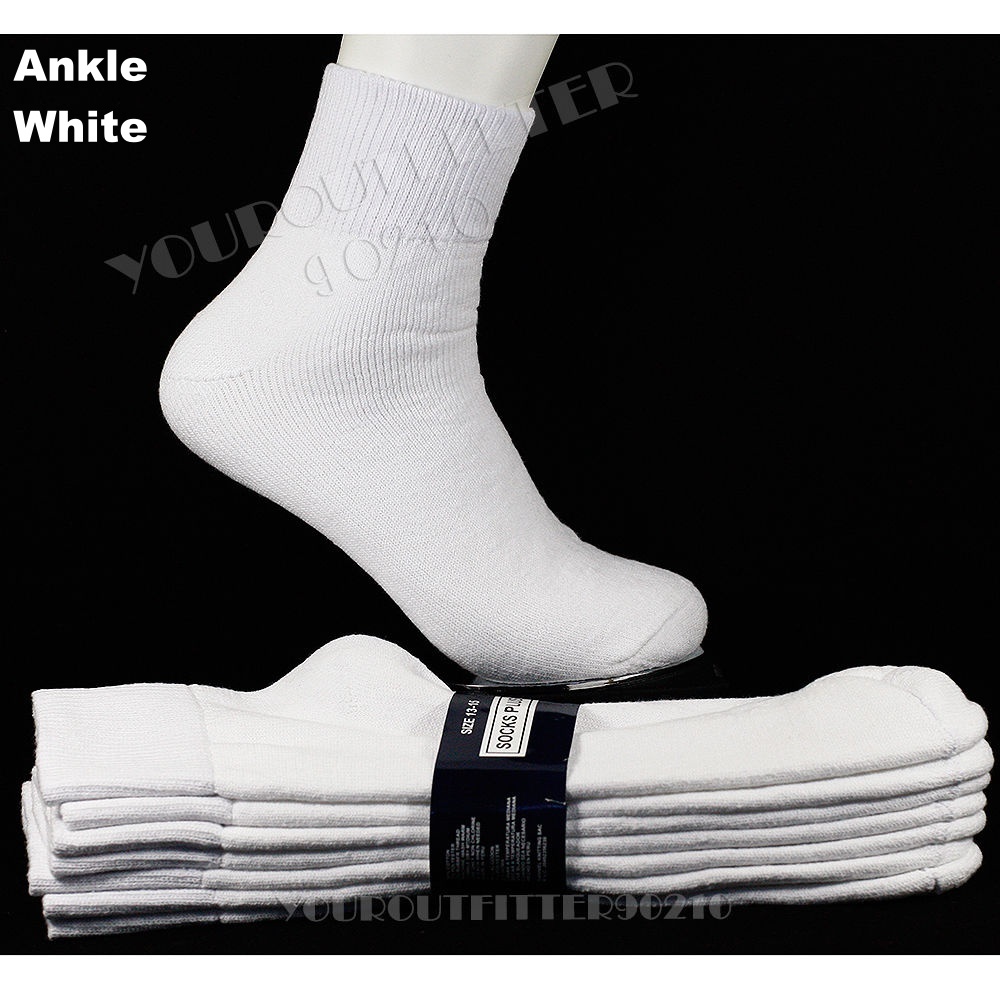 Men Women Sport Heavy Cotton Socks Lot Low Quarter Ankle Crew 9-11, 10-13, 13-15