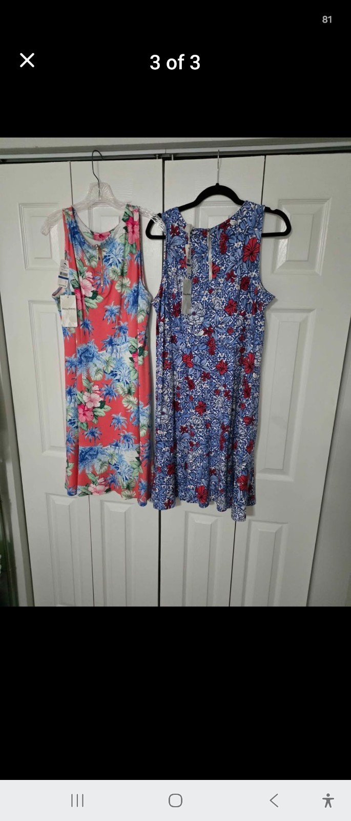 Tommy Bahama Floral Sheath Dress L/16 Blue White Red Sleeveless Scoop NWT