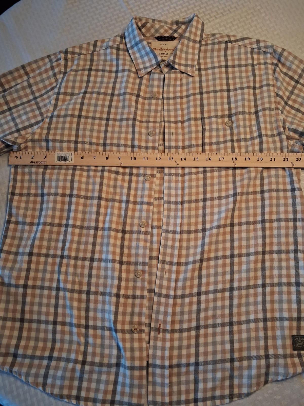 Weatherproof Vintage Men’s Plaid Long Sleeve Button-Front Shirt Pockets Point