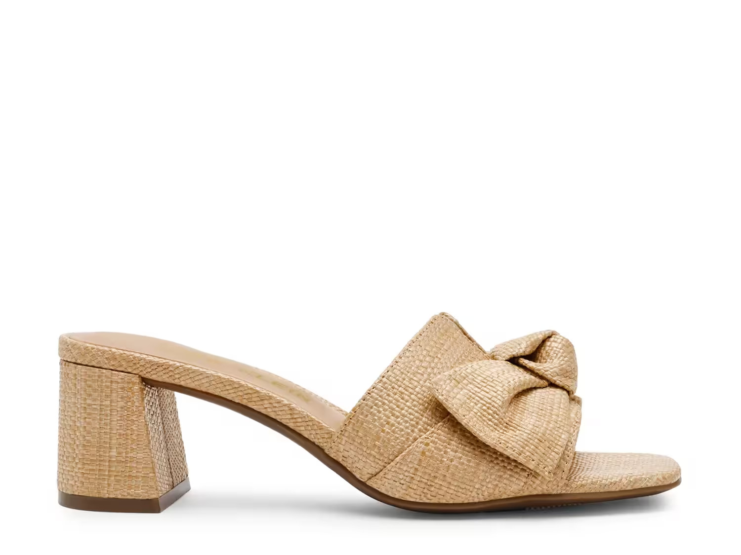 Anne Klein Kismet Raffia Bow Knot Block Heel Slide Sandal Beige Womens Size 6.5M
