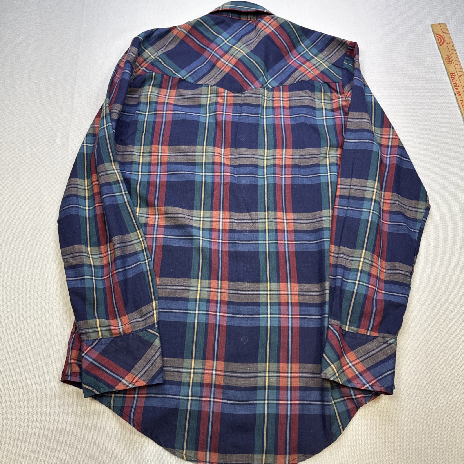 Vintage VIP Western Snap Shirt Mens S 90s Plaid Check Pearl Cowboy Ranch #0210