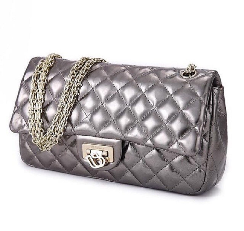 UScarmen Quilted Raindrops Sheepskin Chain Shoulder Bag 1548 SILVER Women’s