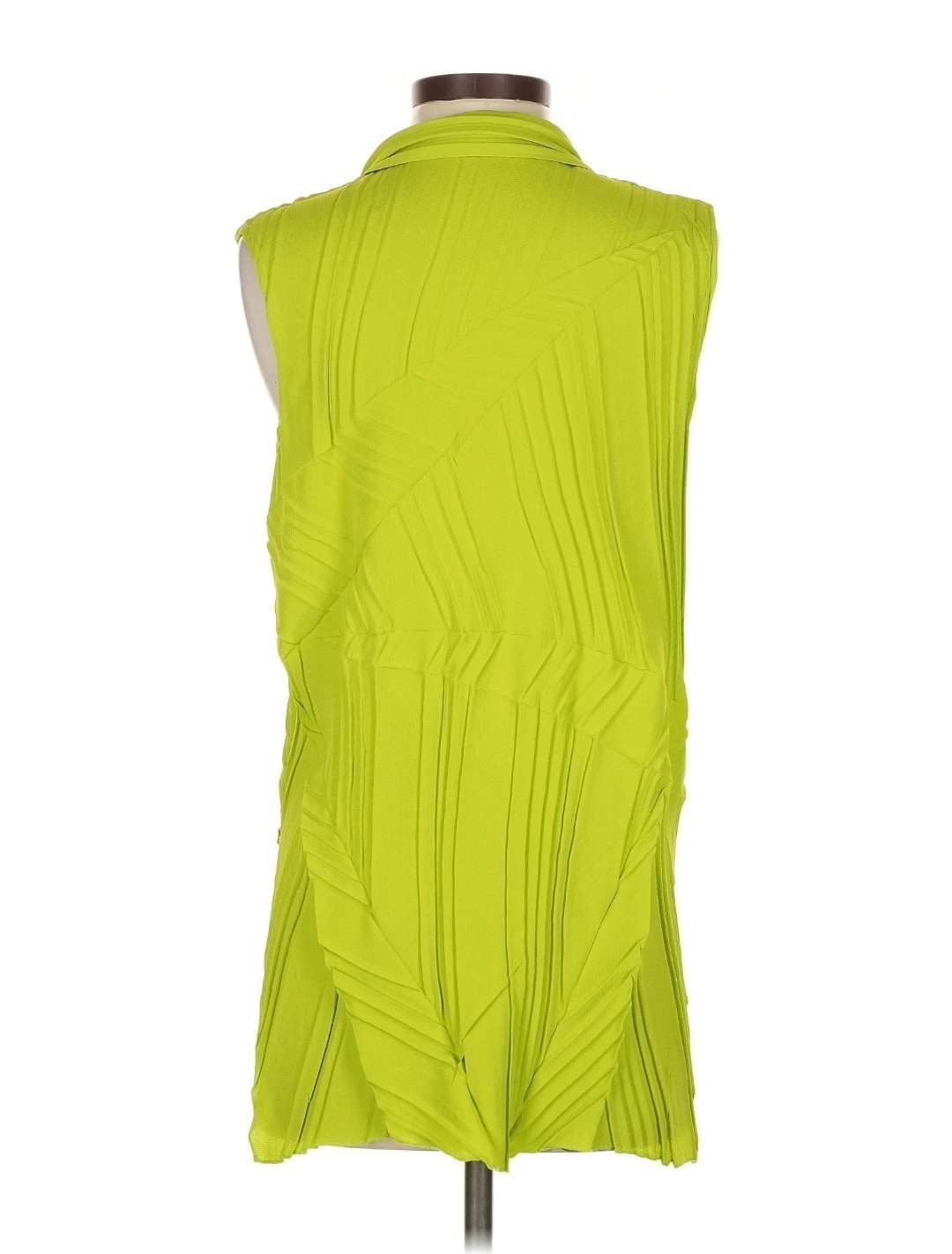 Babette Sleeveless Cowl neck Pleated Button-Front Blouse in Lime Sz Small
