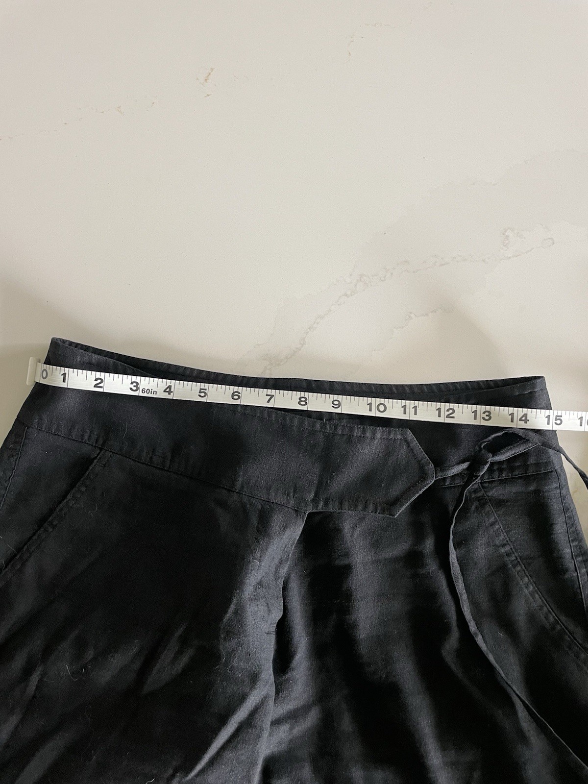 Robert Rodriguez Black Linen Blend Wide Leg Belted Trousers