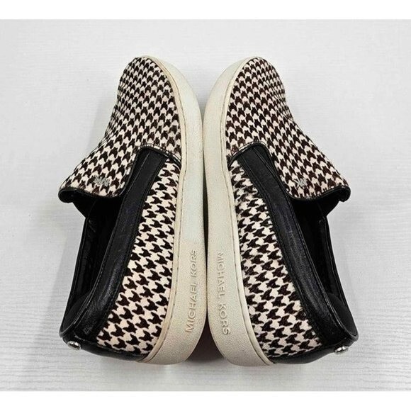 Michael Kors Keaton Black White Print Smooth Feel Sneaker Shoe Sz 6.5