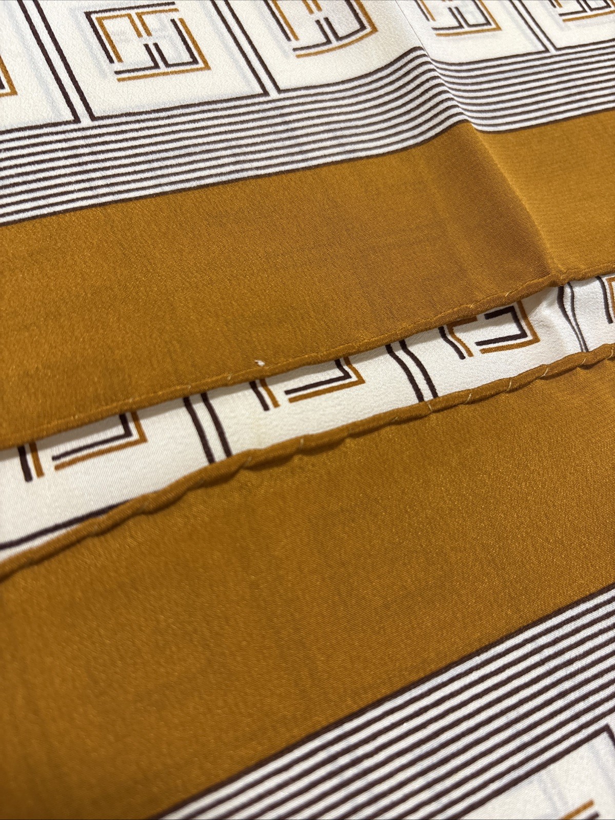 FENDI Silk Scarf 34in FF Monogram Logo Geometric Classic Elegant Italy