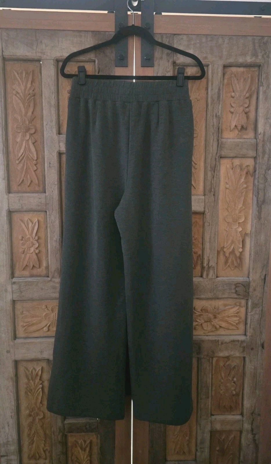 Varley The Extra Wide Leg 29.5 Inch Pants ANTHROPOLOGIE M Olive Marl NWT