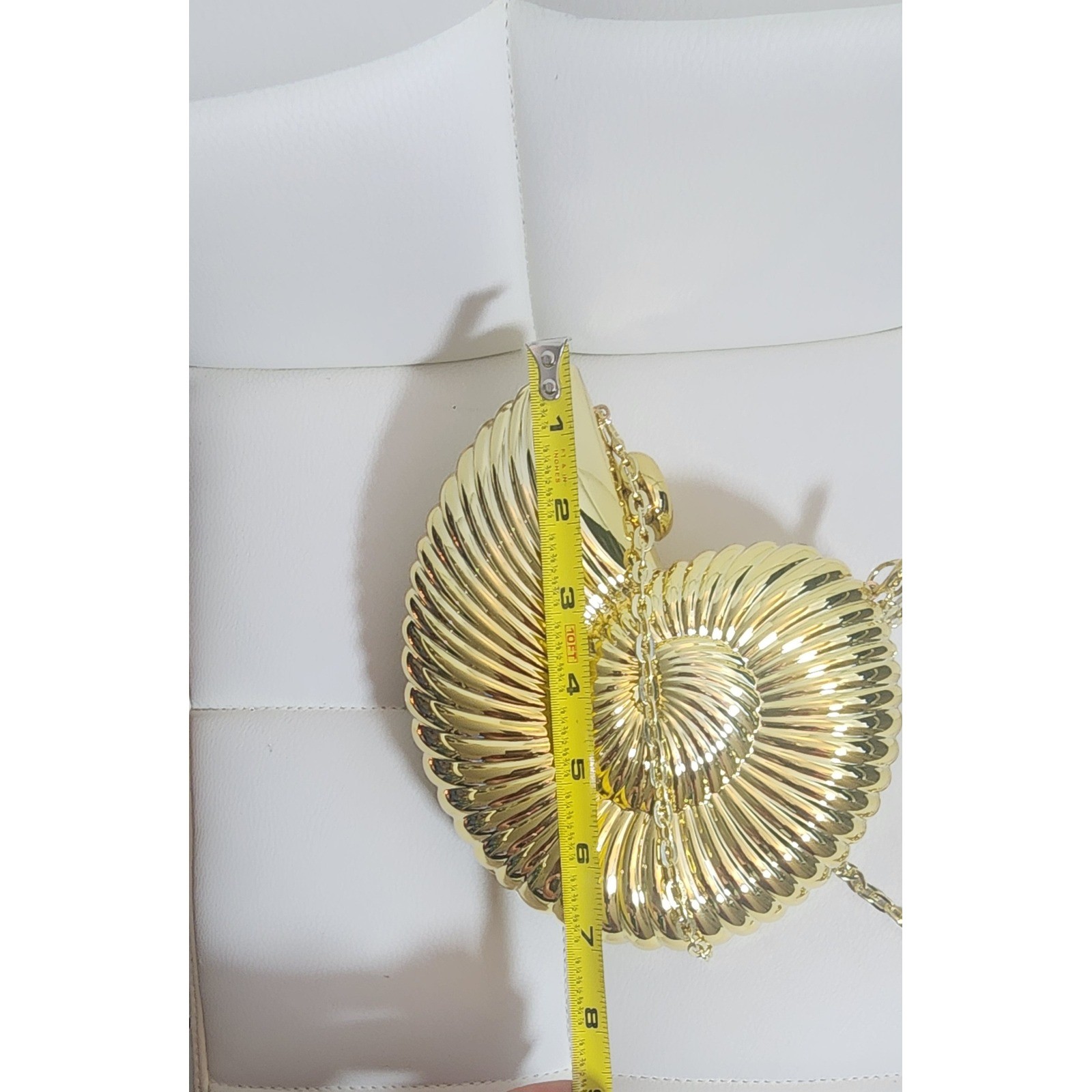 Gold Nautilus Seashell Hard Shell Clutch Crossbody Bag Evening Minaudiere
