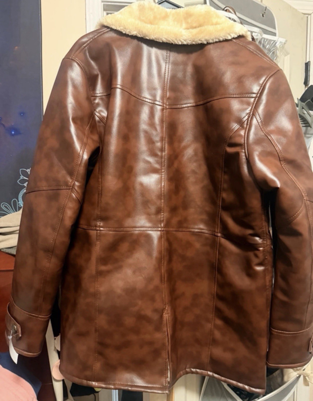 The Dark Knight Rises Tom Hardy Bane Shearling Distressed Leather Coat Jacket