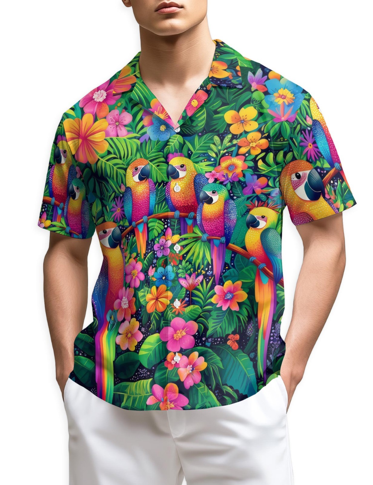 Parrot Hawaiian Shirt Tropical Bird Aloha Beach Summer Gift
