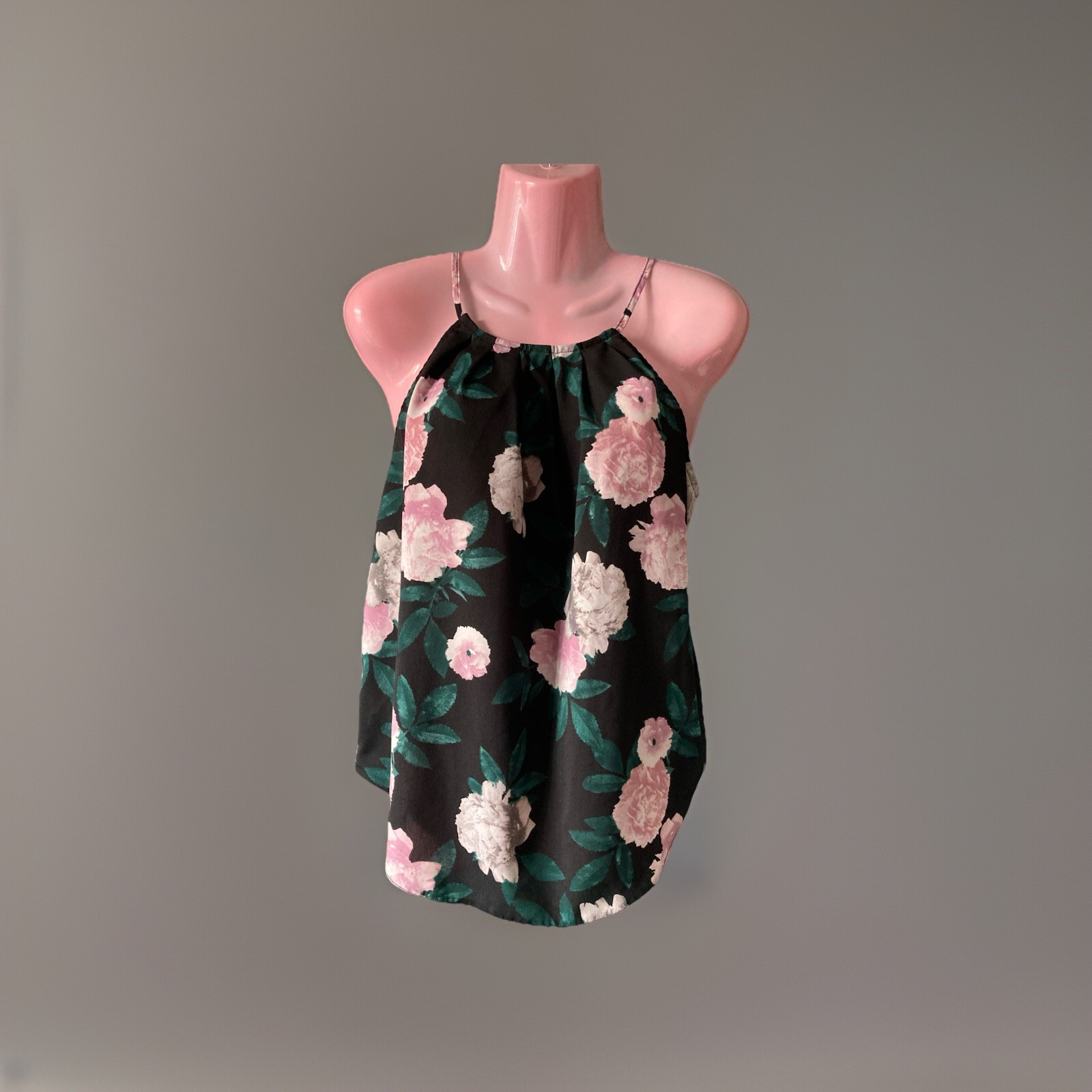 Ladies Set 2 Cami Tops Silky Black Pink Rose / Red White Floral Size 10 BNWOT