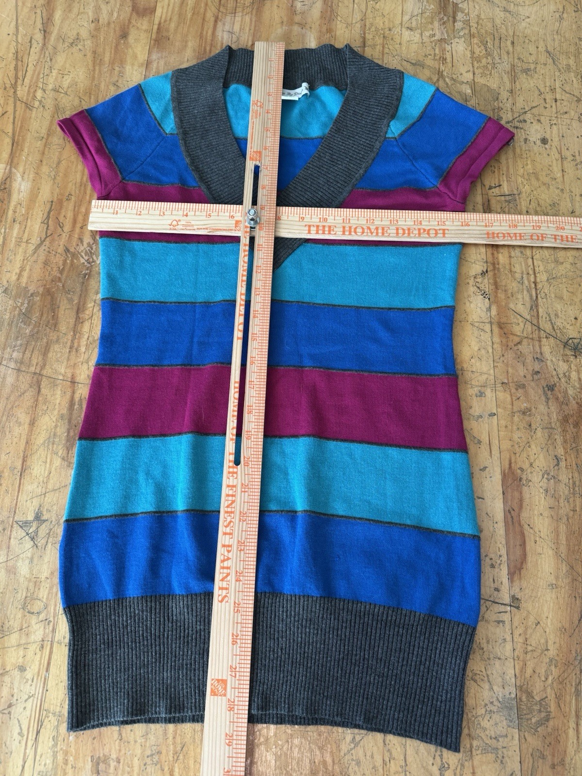 Love By Design Sweater Dress Womens L Vintage Y2K Mini Short Sleeve V Neck