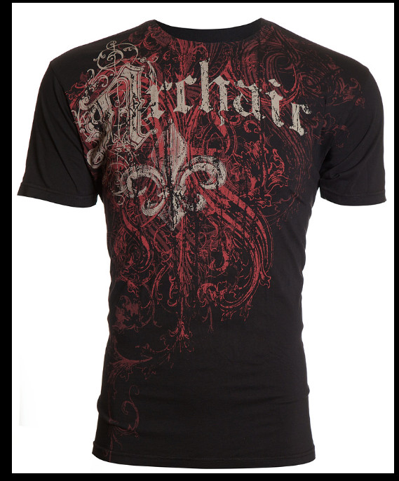 ARCHAIC by AFFLICTION Black Red WING Short Sleeve Slim Fit Y2K T-shirt NWT