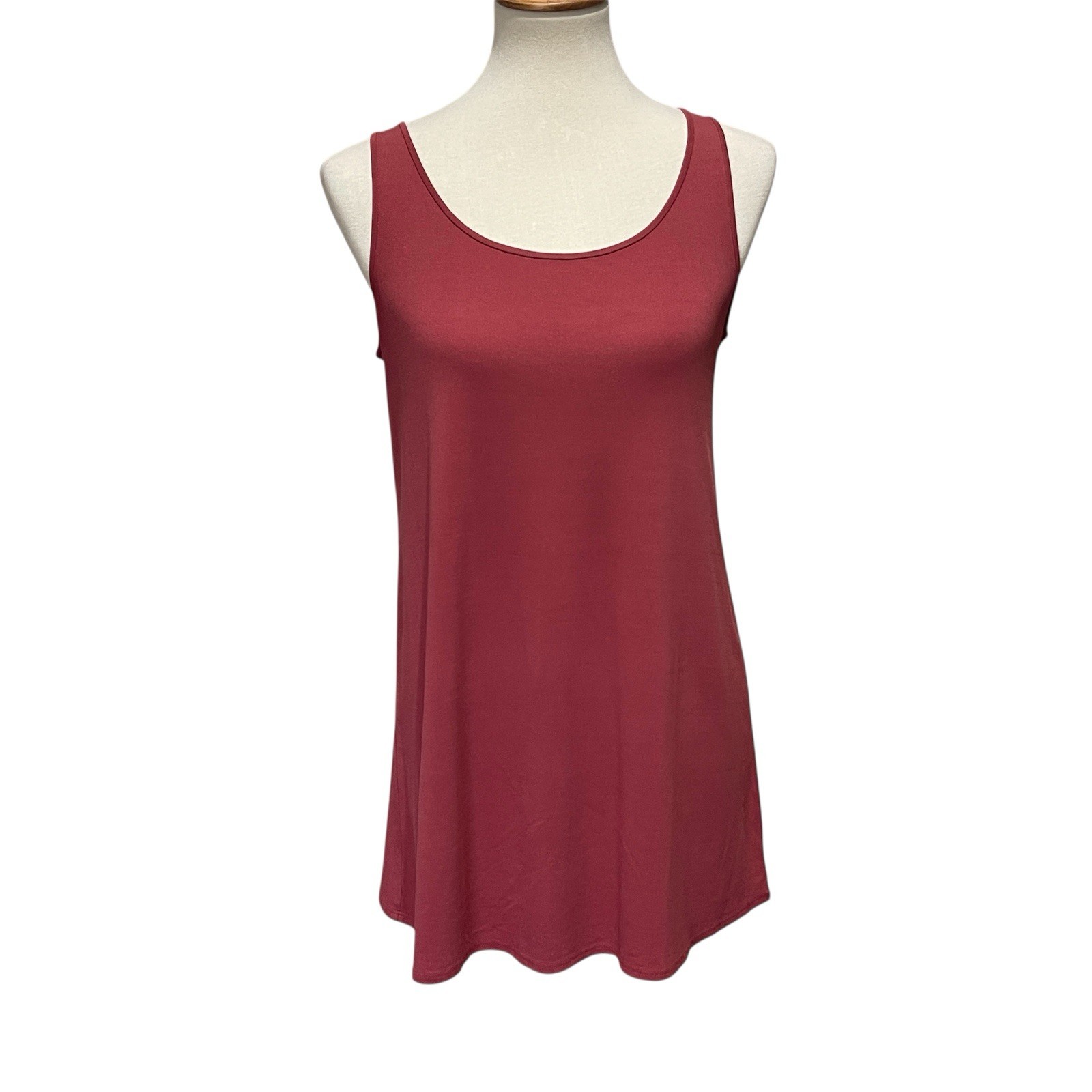 Eileen Fisher Silk Scoop Neck Tunic Tank Small Rust Terracotta Minimalist Luxe