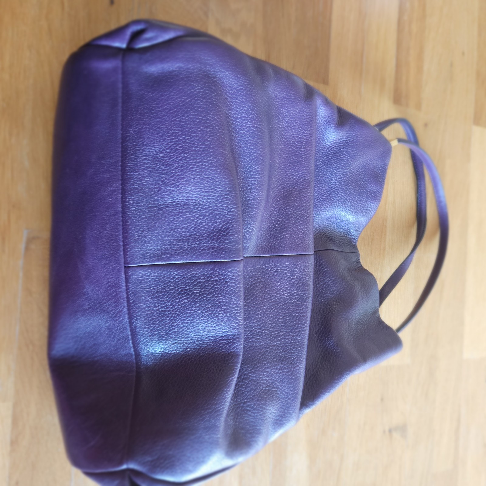 COACH Madison Phoebe Tumbled Pebbled Plum Purple Leather Lined Shoulder Bag