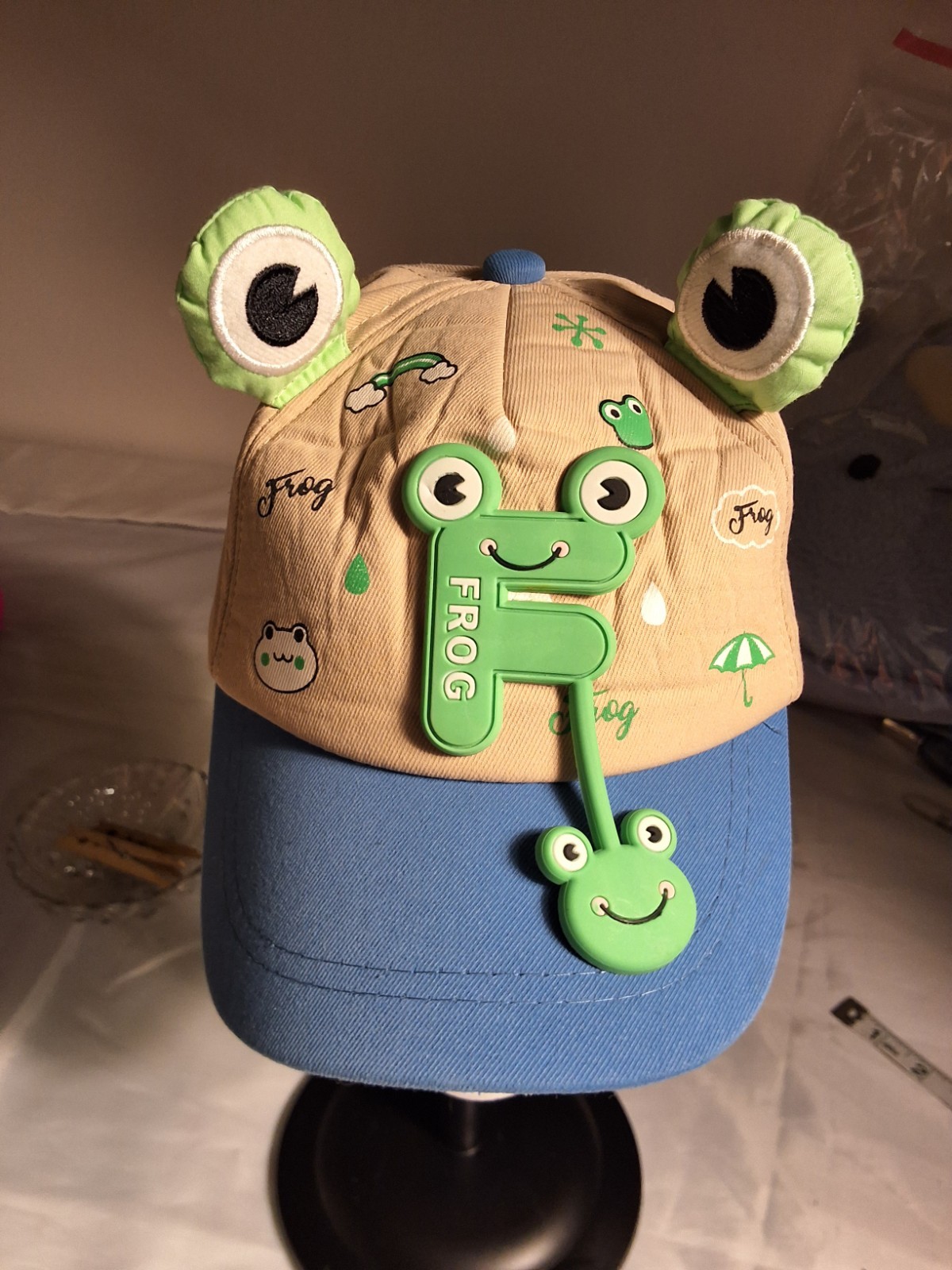 SLOVIC Youth 3D Frog Baseball Cap 1 Size Adjustable Sun Hat Unisex Blue & Khaki