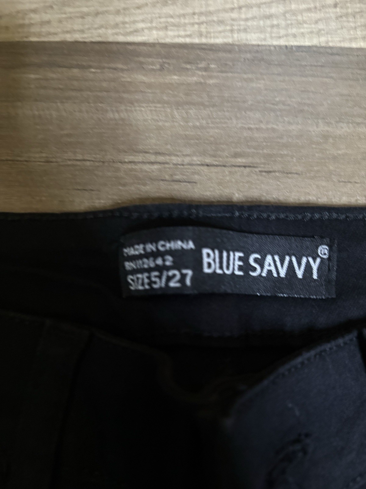 Blue Savvy Black Distressed Denim Jeans Women’s Regular Size 5/27 Solid