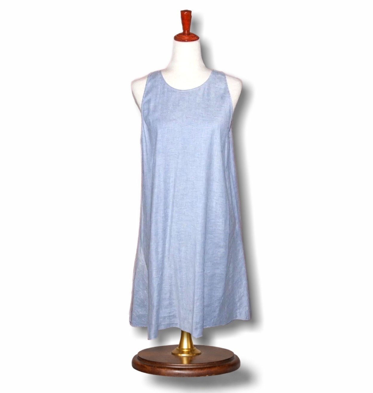 Theory sz 10 Alderdale Linen Blend Sleeveless Shift Dress Simple Blue Summer