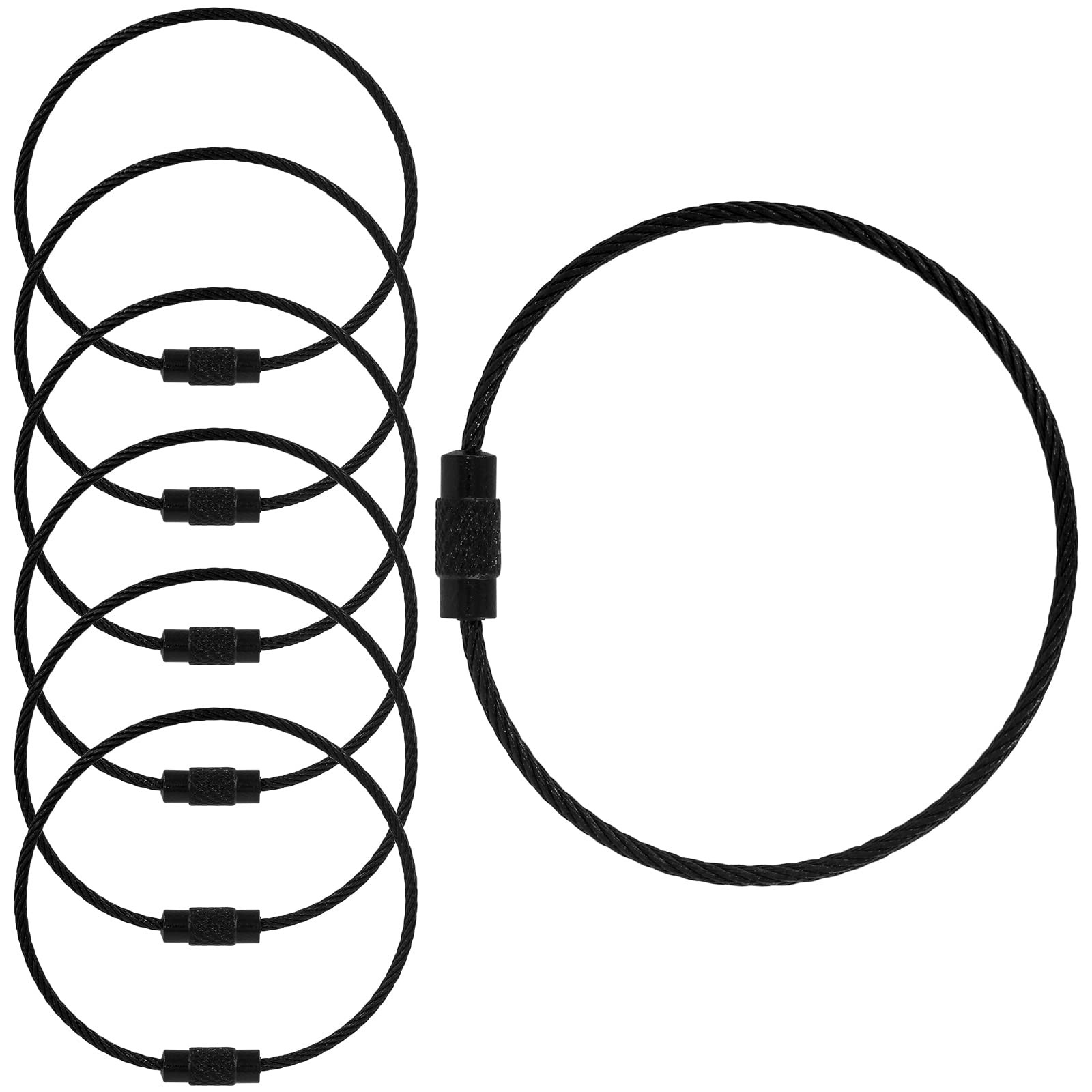 10× Stainless Steel Wire Keychain 6″ Aircraft Cable Key Ring Luggage Loops USA