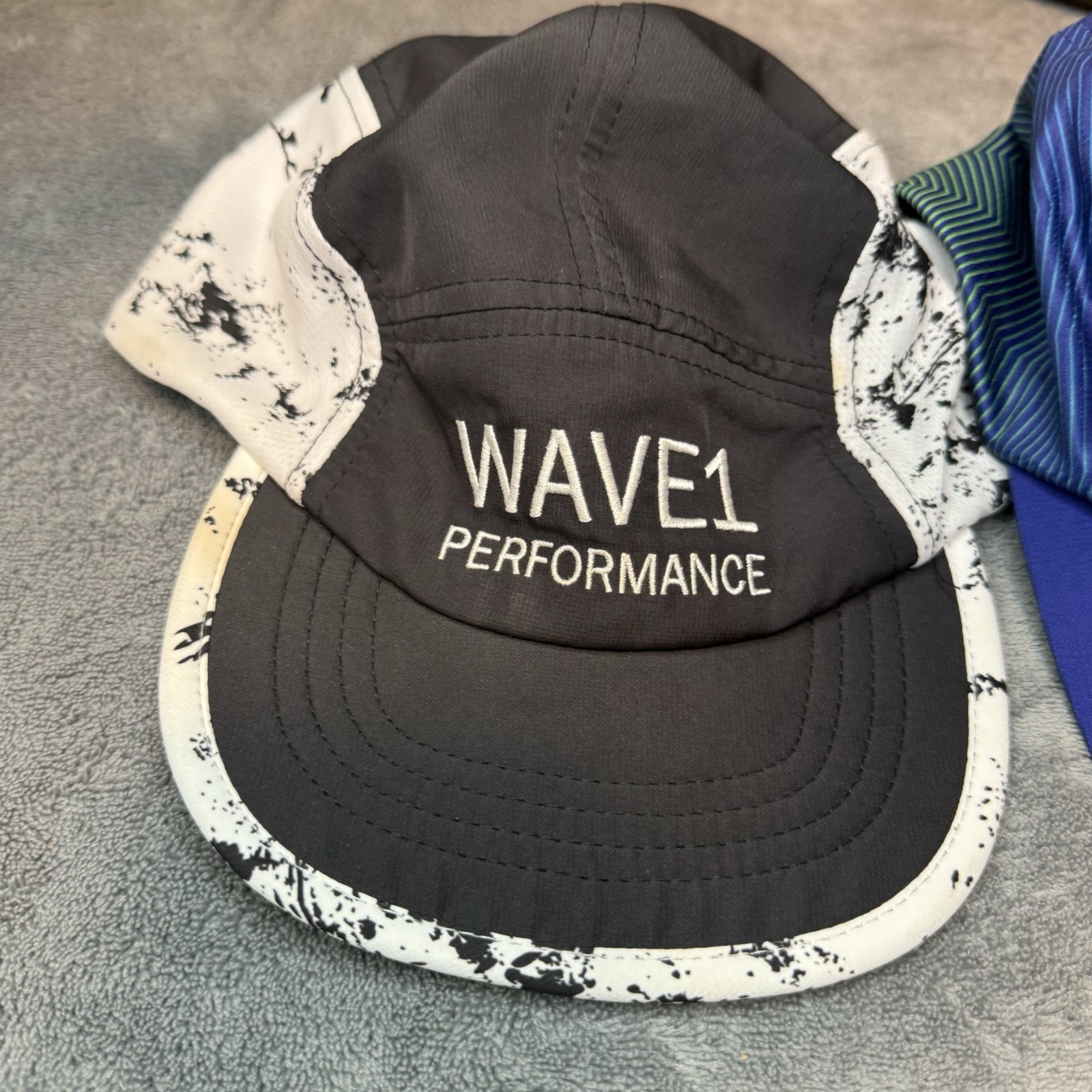BOCO Gear 5 Panel Hat Ironman Triathalon 70.3 Coeur D’alene & Black White Splat