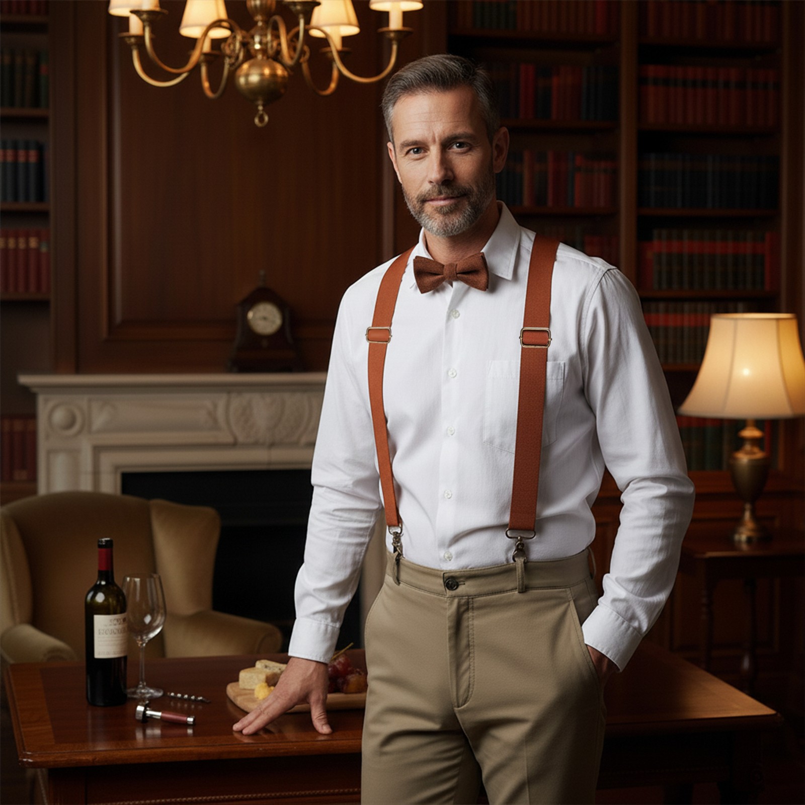 Tourbon Men Suspenders Y Back Button Clip/Hook Attach Pants Braces Adjust Strap