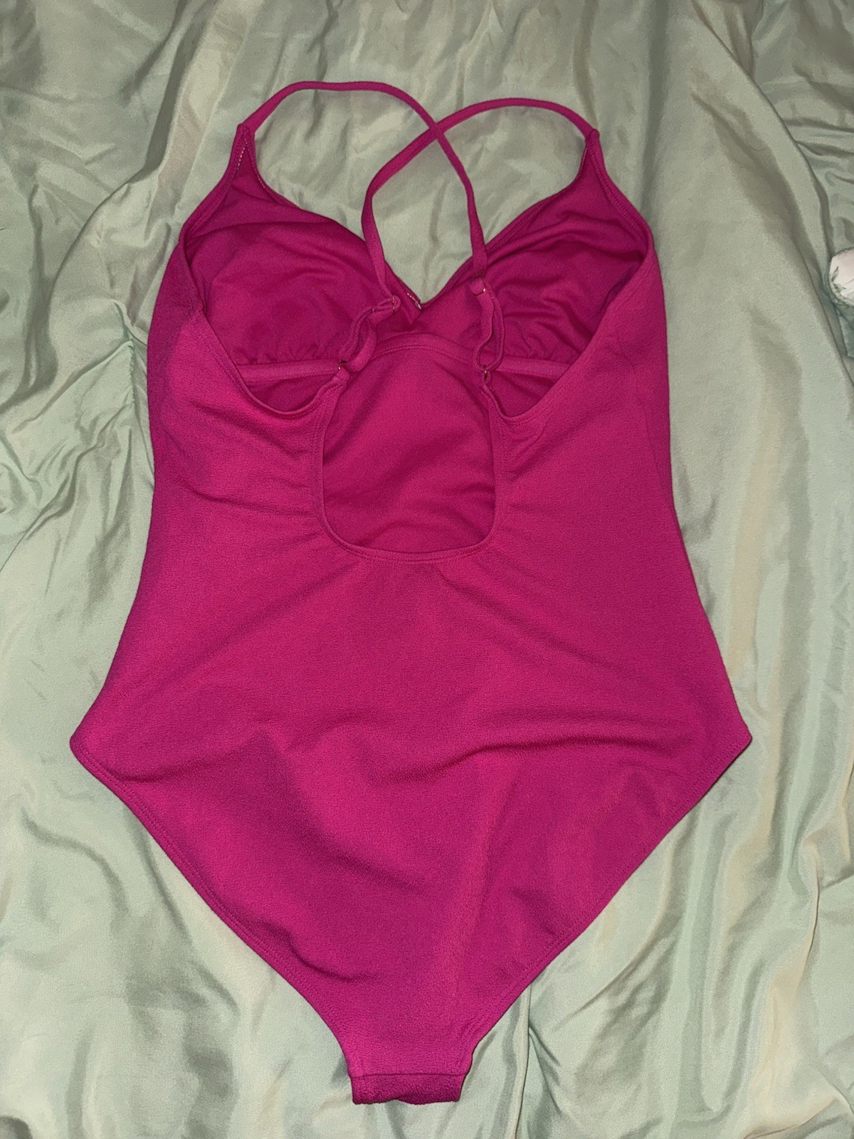 Shade & Shore Women’s Pink Solid One-Piece Swimsuit Strap Accent XL (16)