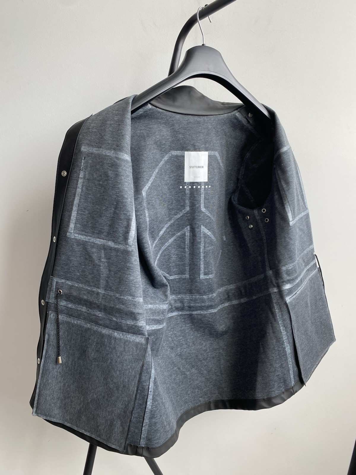 STUTTERHEIM Stockholm Men’s M-65 Rain Coat Black Jacket Size M