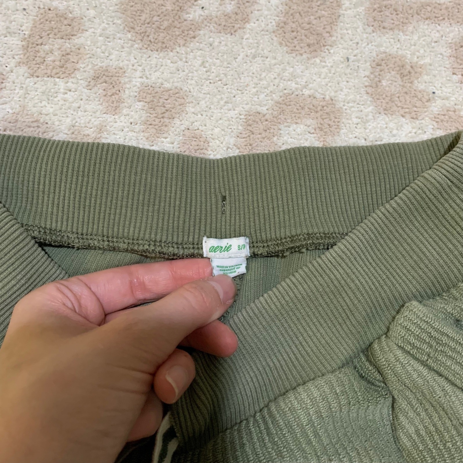 Aerie Jogger Pants Olive Green Ribbed Drawstring Sweatpants Small