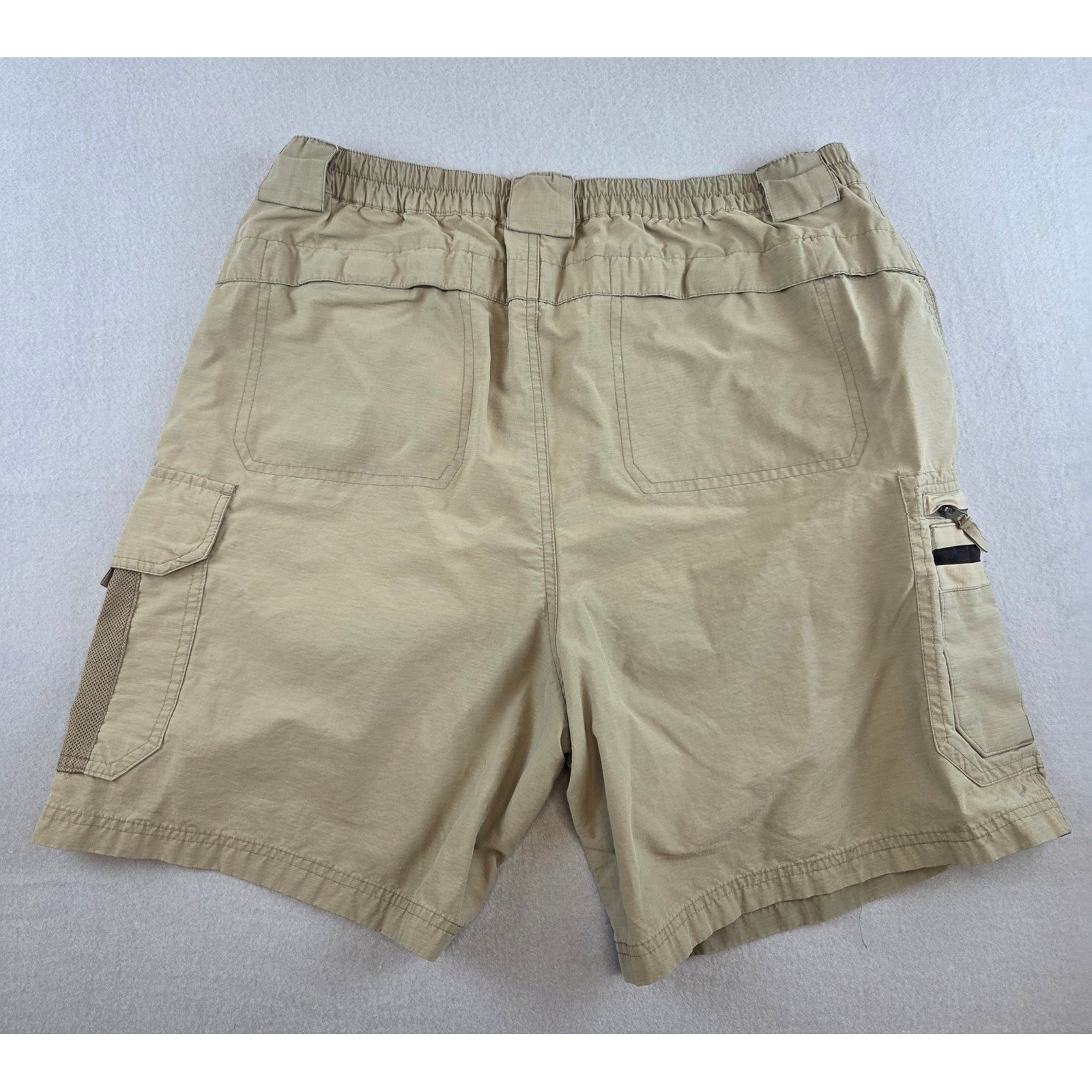 Reel Legends Mens Cargo Shorts 36 Khaki Tan Ripstop Performance Fishing Hiking