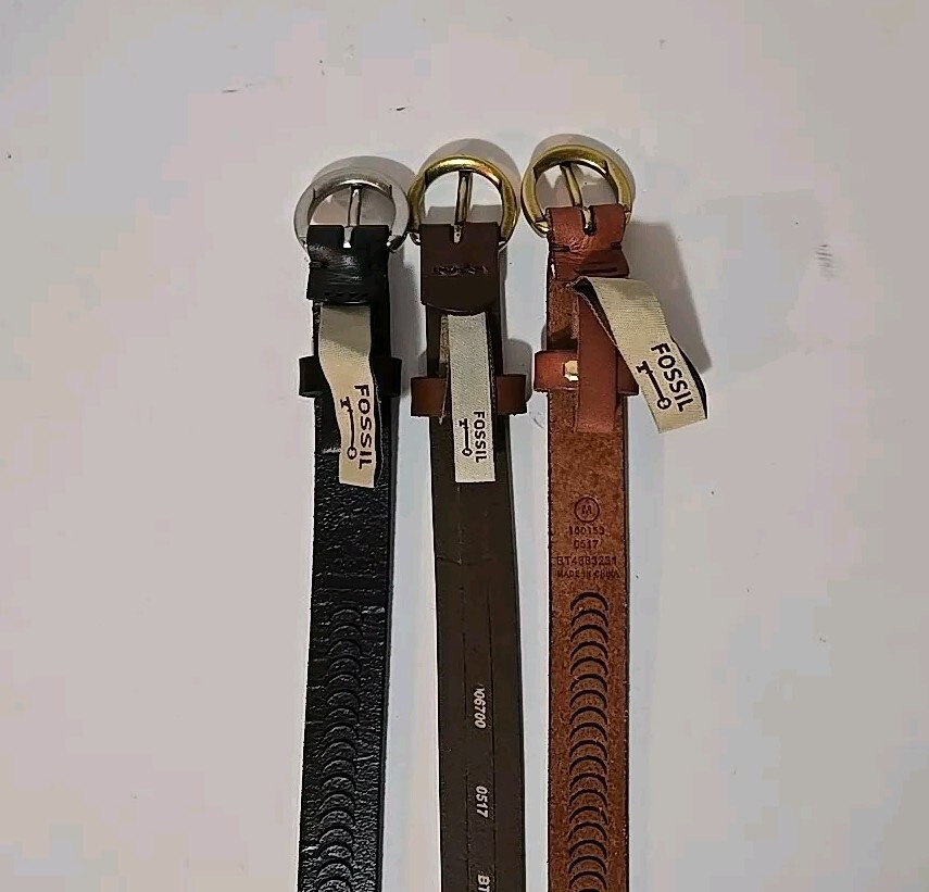 Fossil Belts- Set of 3 Medium Narrow Belts EUC Dark Brown, Light Brown, Black