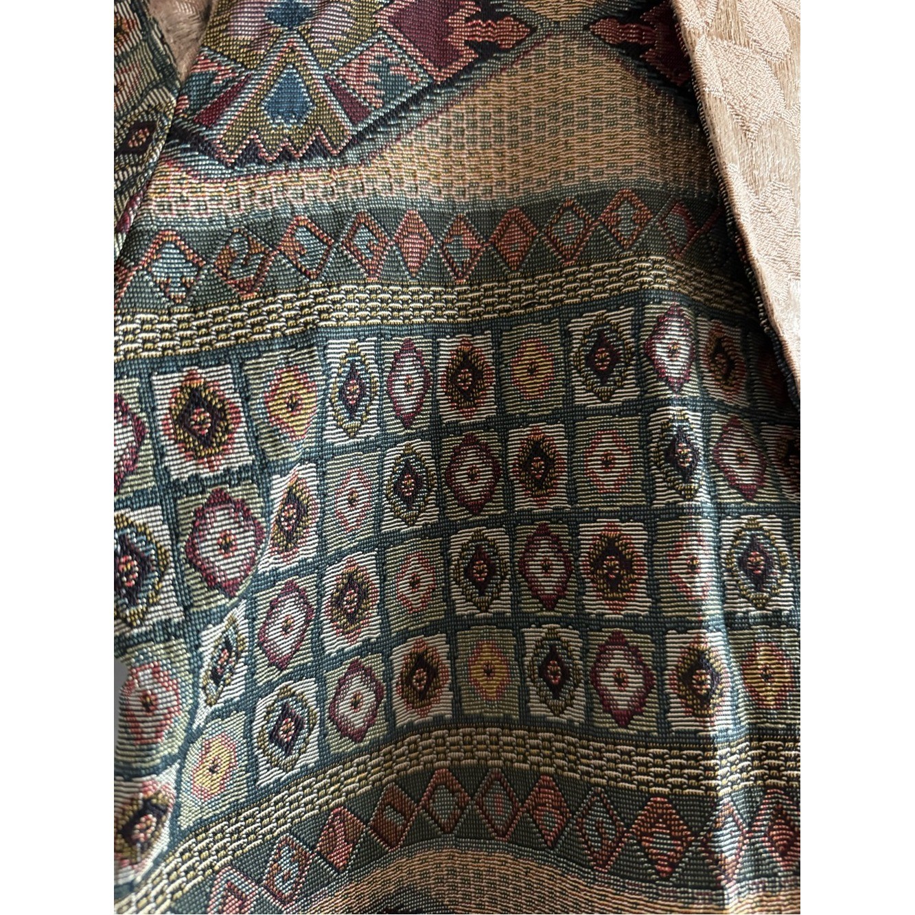 Vintage 90s Flashback Cropped Tapestry Jacket M Southwestern Kilim BOHO blazer