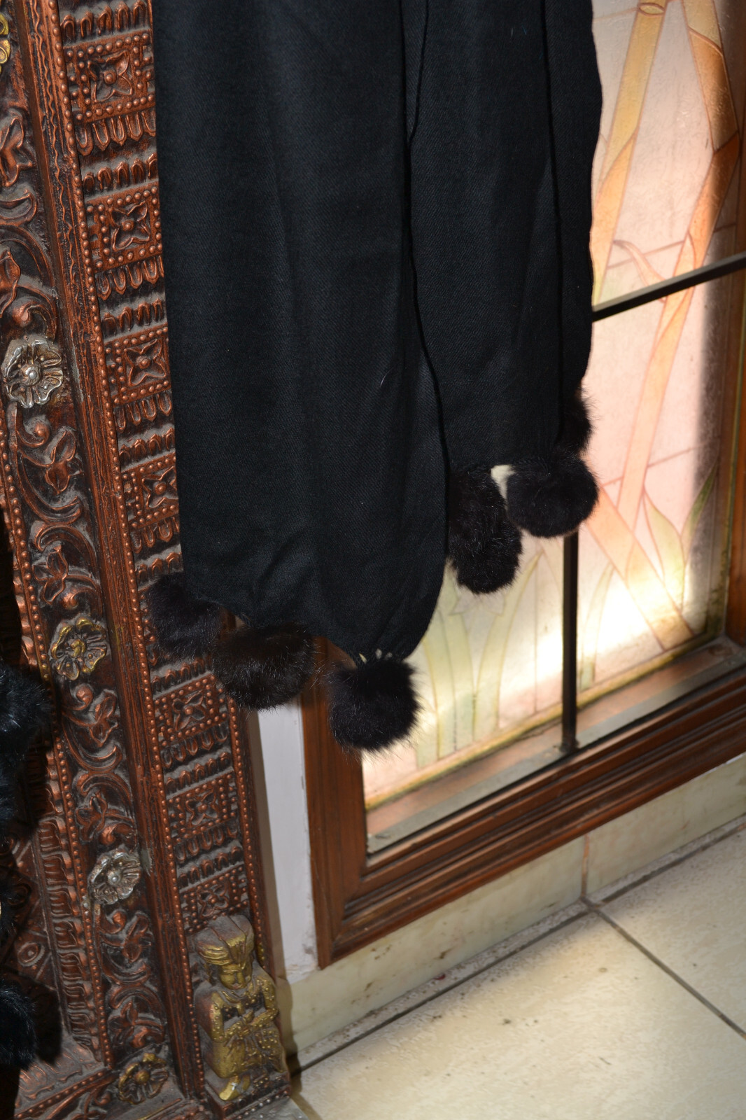 BLACK PLAIN Pashmina 100% Cashmere 75×200 Shawl w MINK tassels, 9 COLOR CHOICE